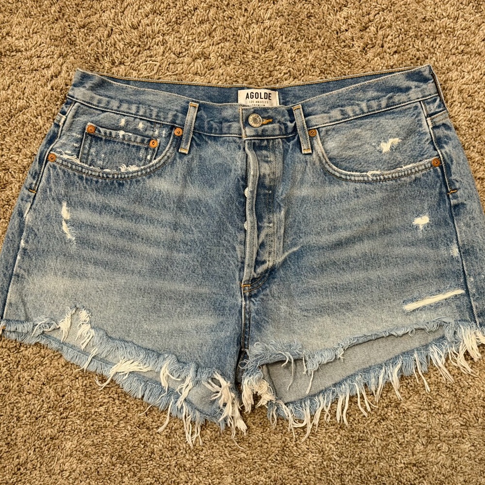 AGOLDE Parker Women's Blue Distressed Denim Shorts